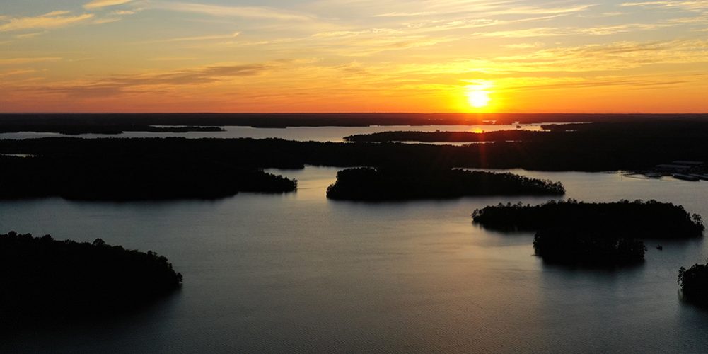 aerial lake martin beautiful sunset