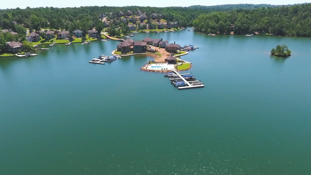 Lake neighborhood from the air.