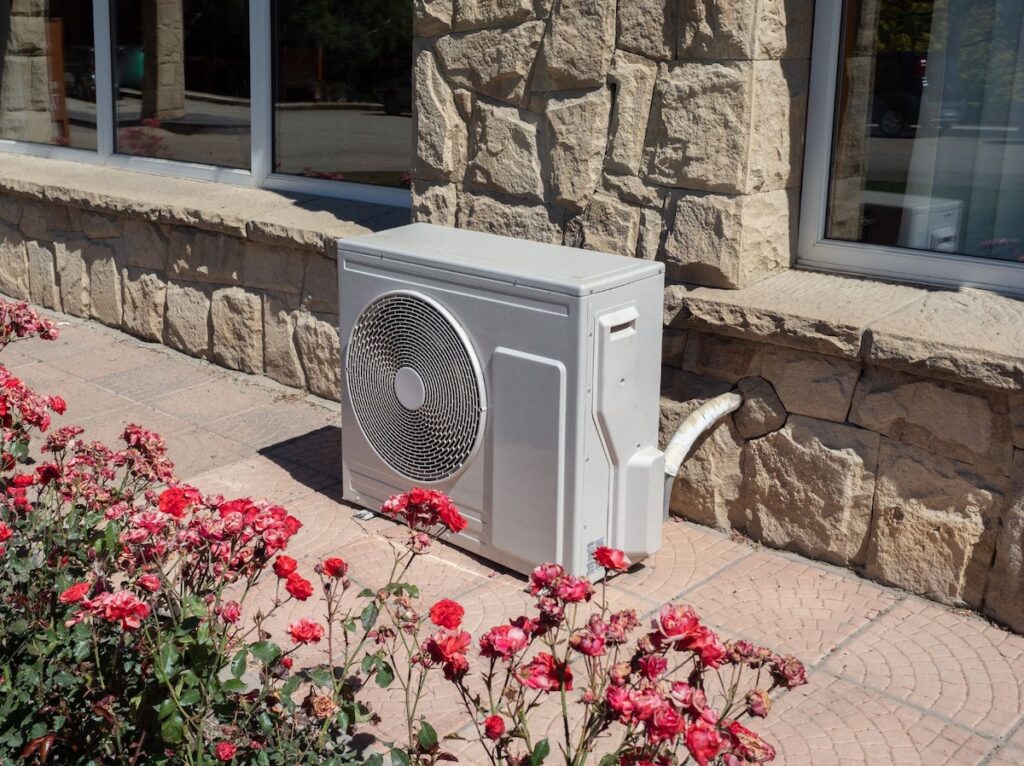 Heat pump outside a home