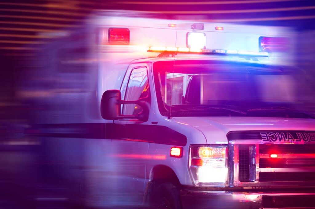 Ambulance with lights