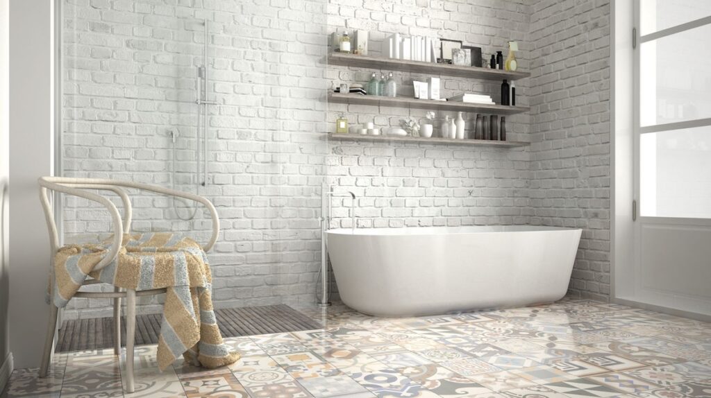 Earth tone bathroom design