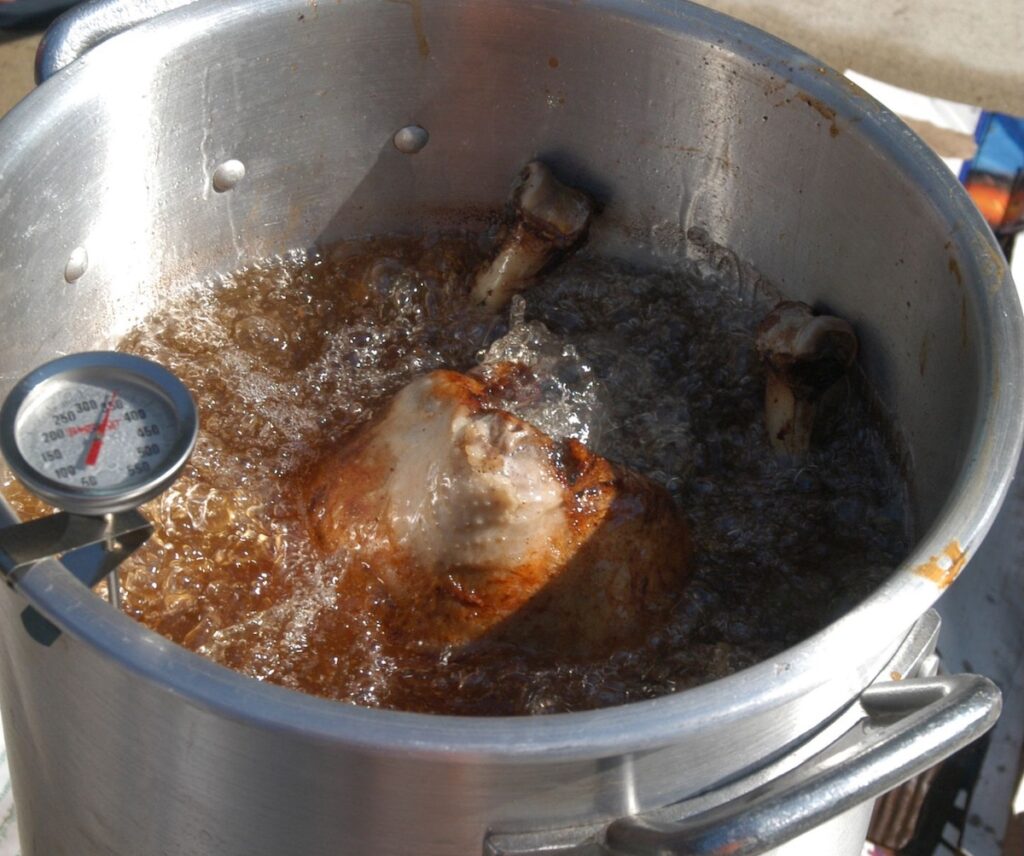 Deep frying a turkey