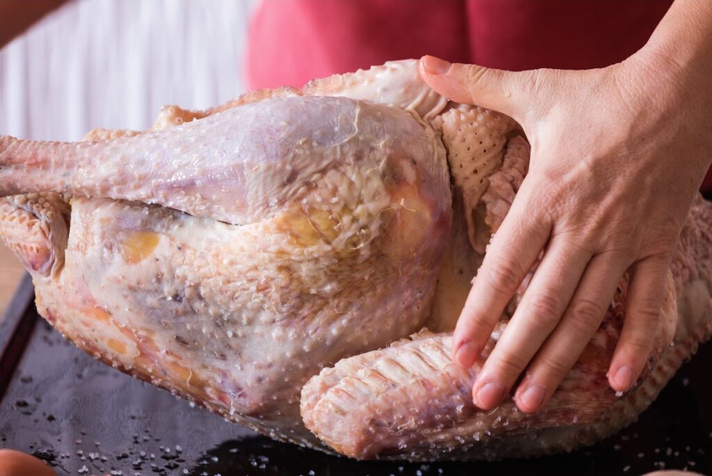 Preparing a turkey