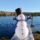 Snowman on a lake dock