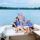 Family on pontoon boat