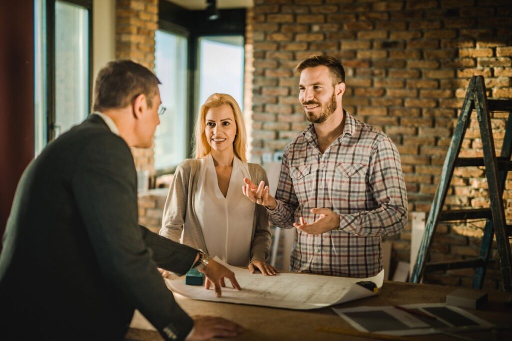 Couple meeting with inspector