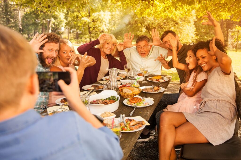 Family outdoor meal