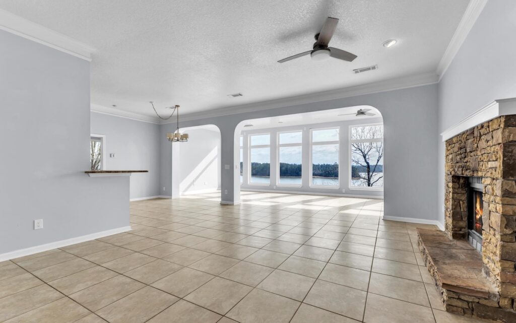 Living area with a fireplace